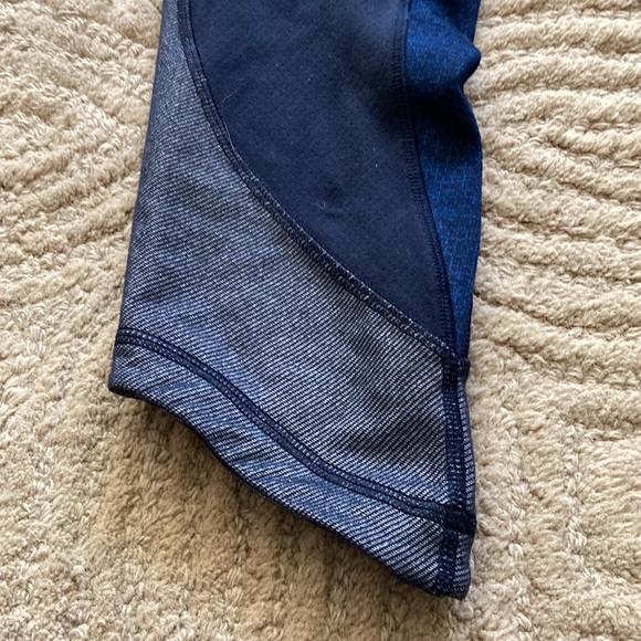 LULULEMON 4 Wunder Under Crop Sashiko Inkwell Faux-Denim Leggings Luon - Picture 8 of 9